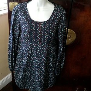 navy blue long sleeve floral dress, size 12